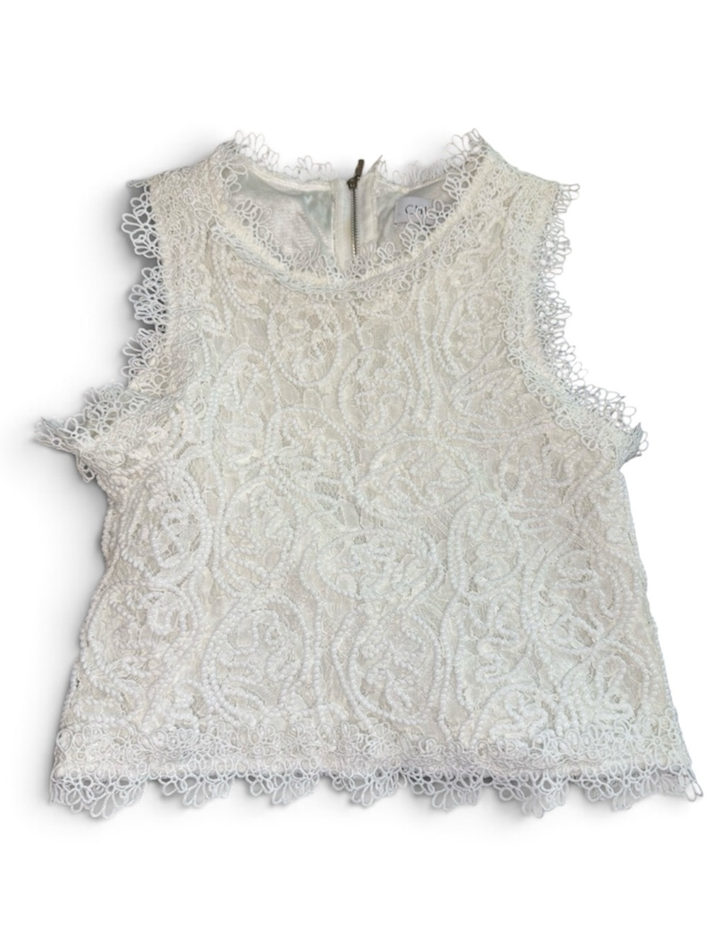 Chicwish Ivory White Lace Sleeveless Crop Top XS